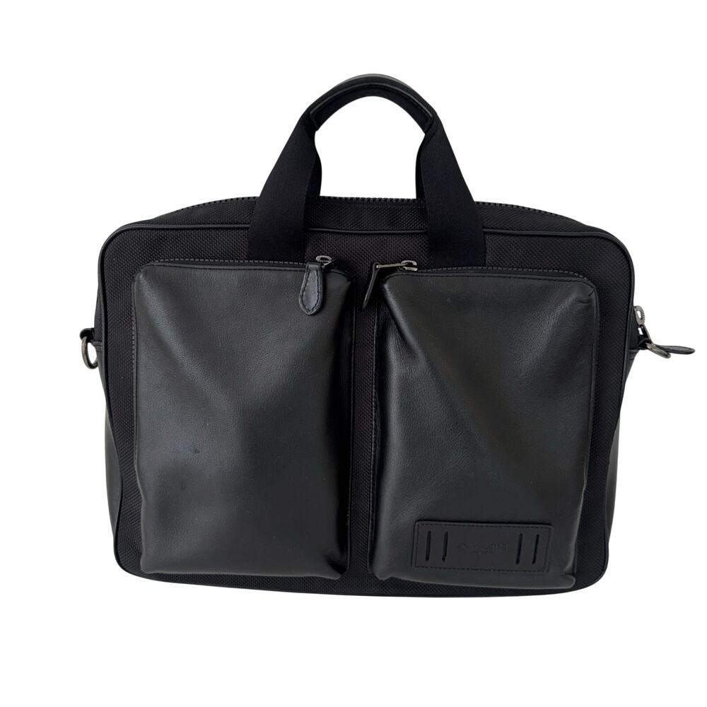 Coach Rider Briefcase Leather Nylon Business Travel Laptop Bag Black 6705